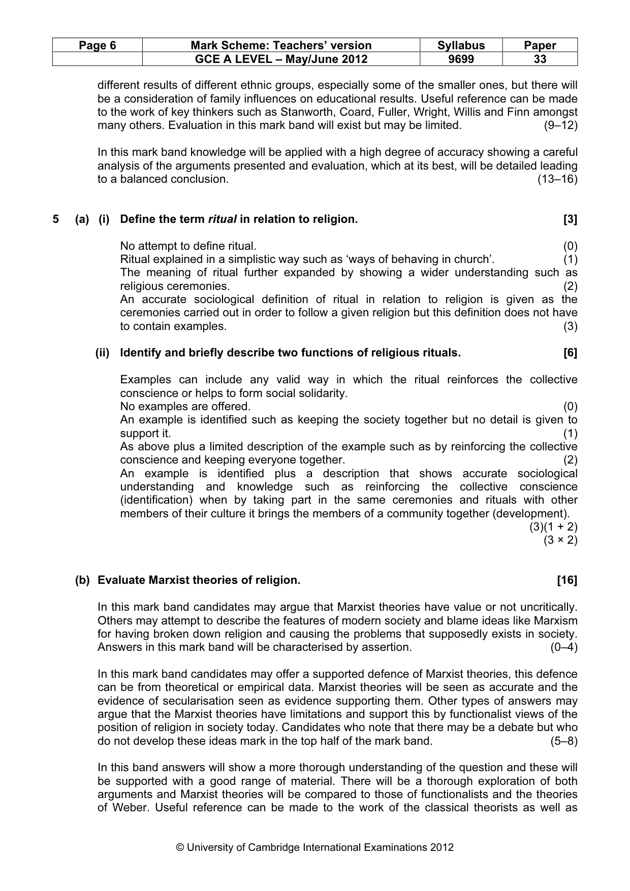 Mark scheme, page 6 of 14