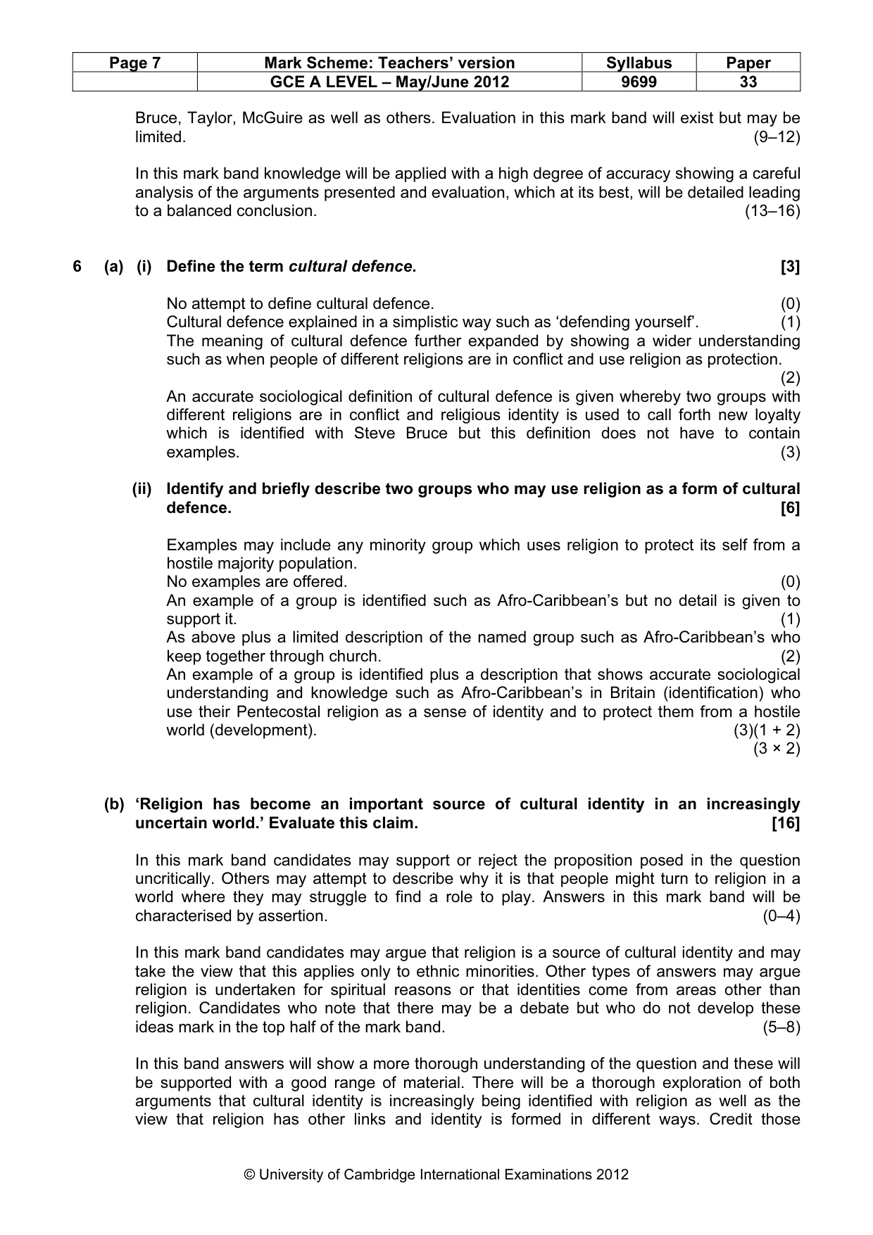 Mark scheme, page 7 of 14