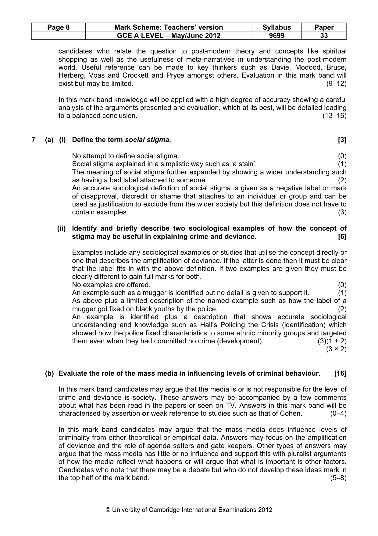 Mark scheme, page 8 of 14