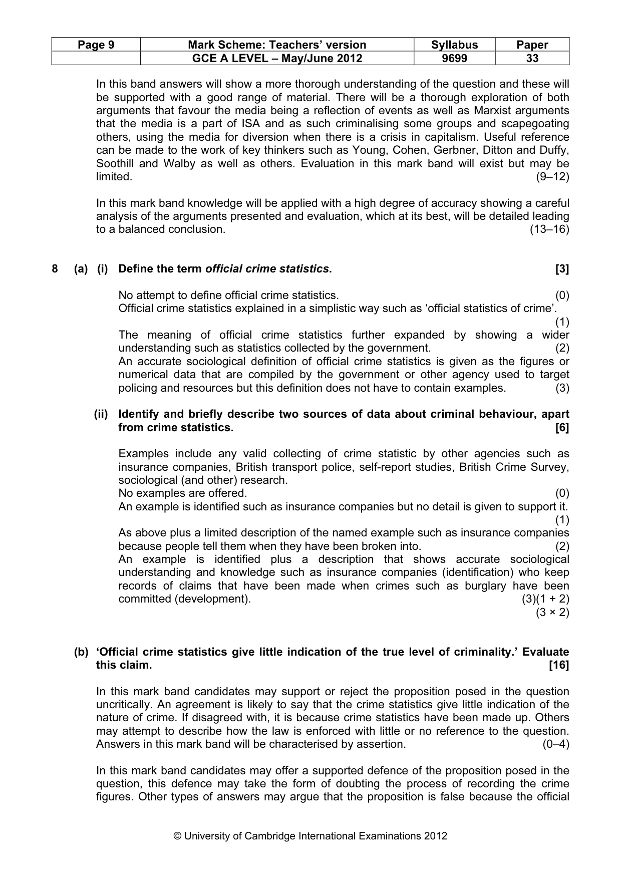 Mark scheme, page 9 of 14