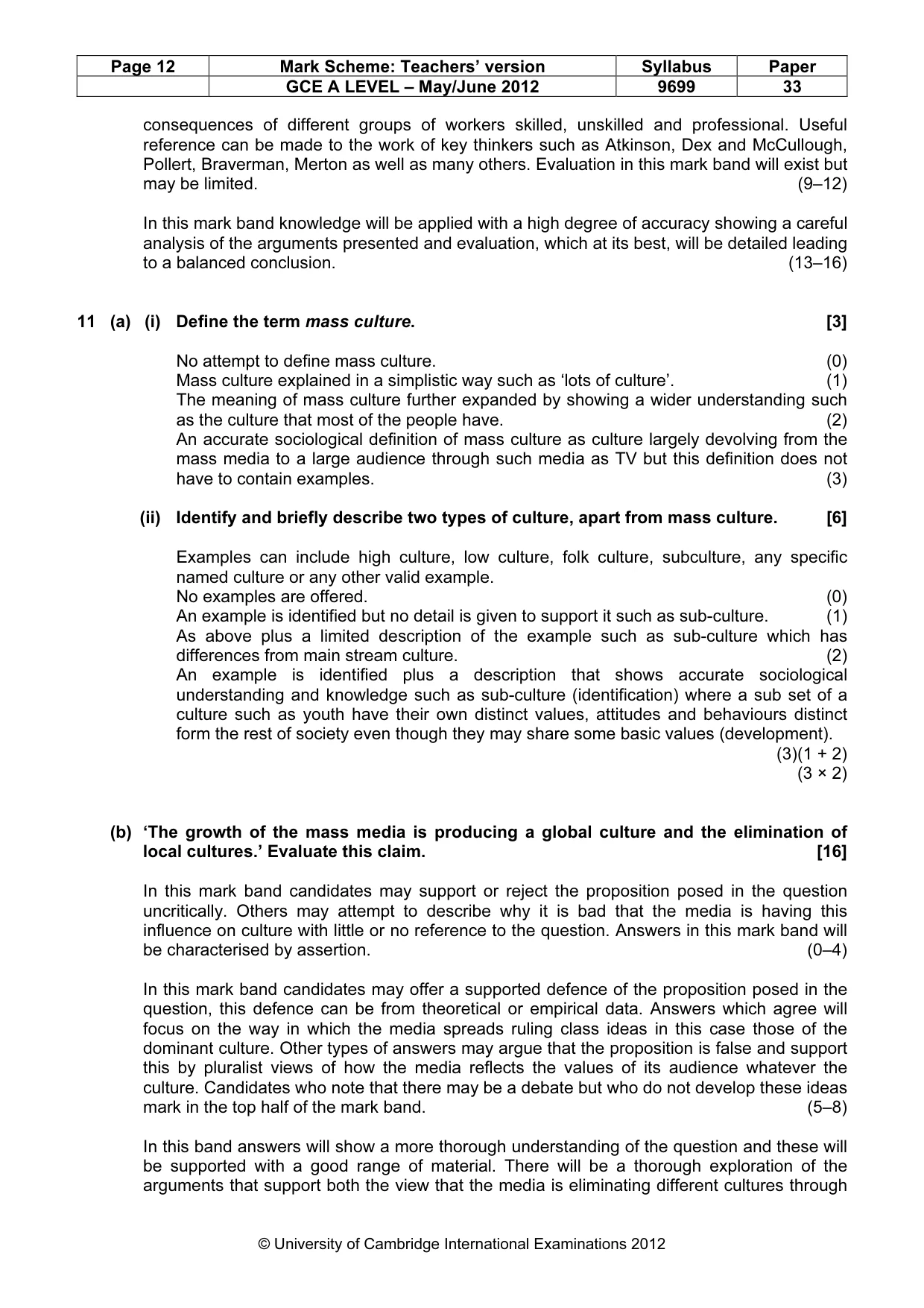Mark scheme, page 12 of 14