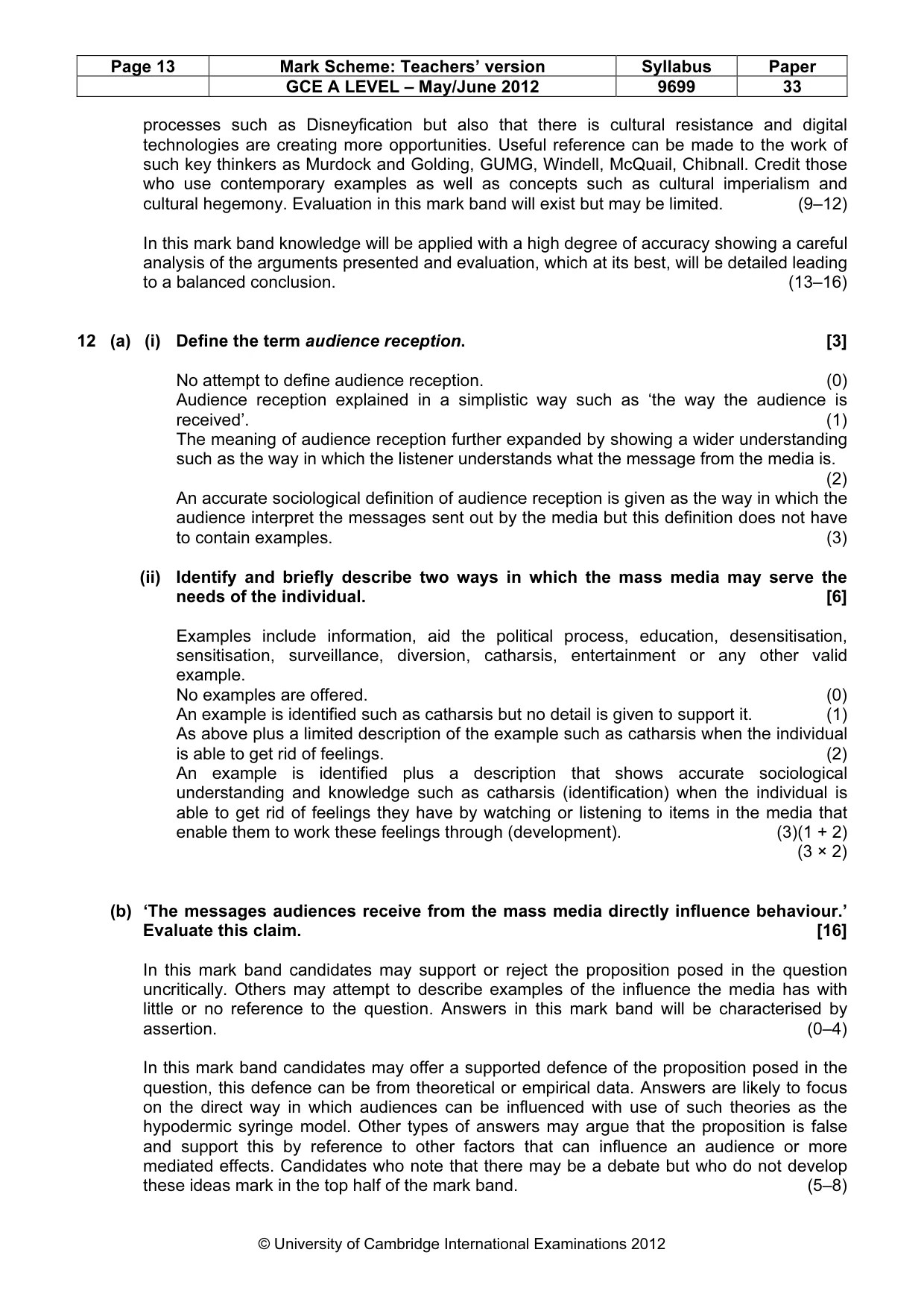 Mark scheme, page 13 of 14