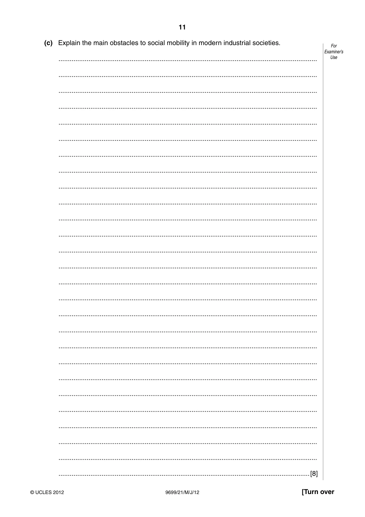 Cambridge A Level Sociology 9699 2012 May/June Paper 2 · Variant 1 question paper, page 11 of 16
