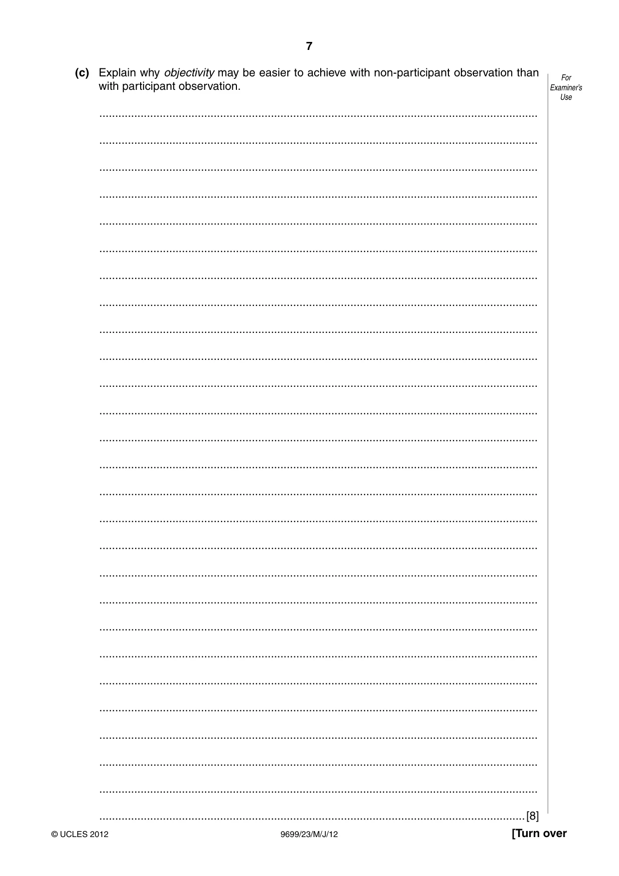 Cambridge A Level Sociology 9699 2012 May/June Paper 2 · Variant 3 question paper, page 7 of 16