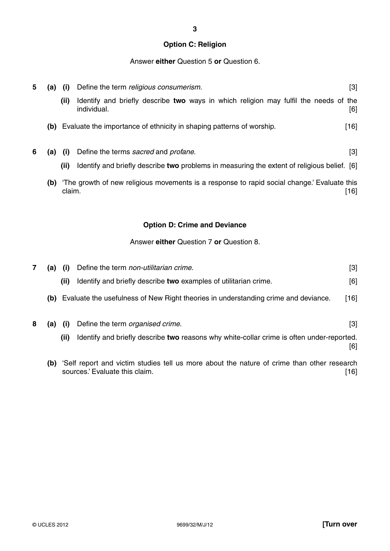 Cambridge A Level Sociology 9699 2012 May/June Paper 3 · Variant 2 question paper, page 3 of 4