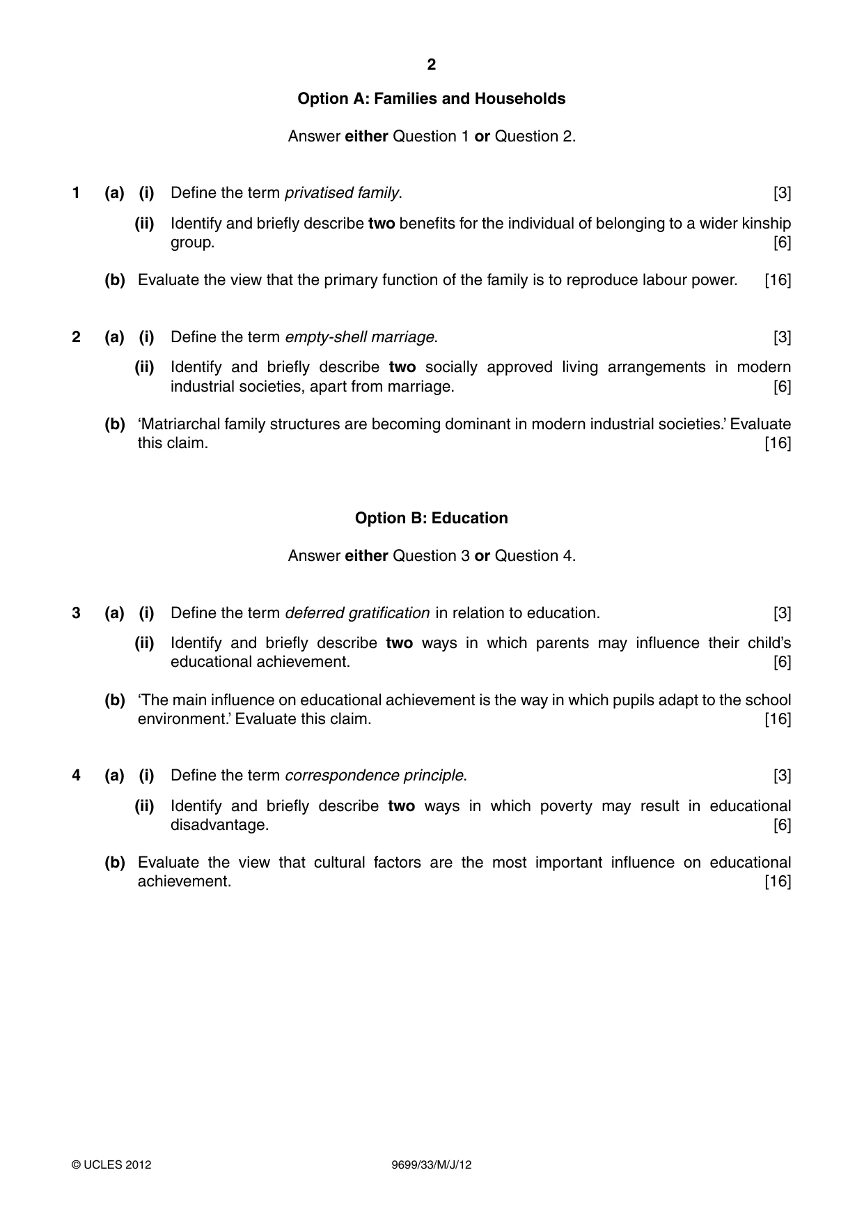 Cambridge A Level Sociology 9699 2012 May/June Paper 3 · Variant 3 question paper, page 2 of 4