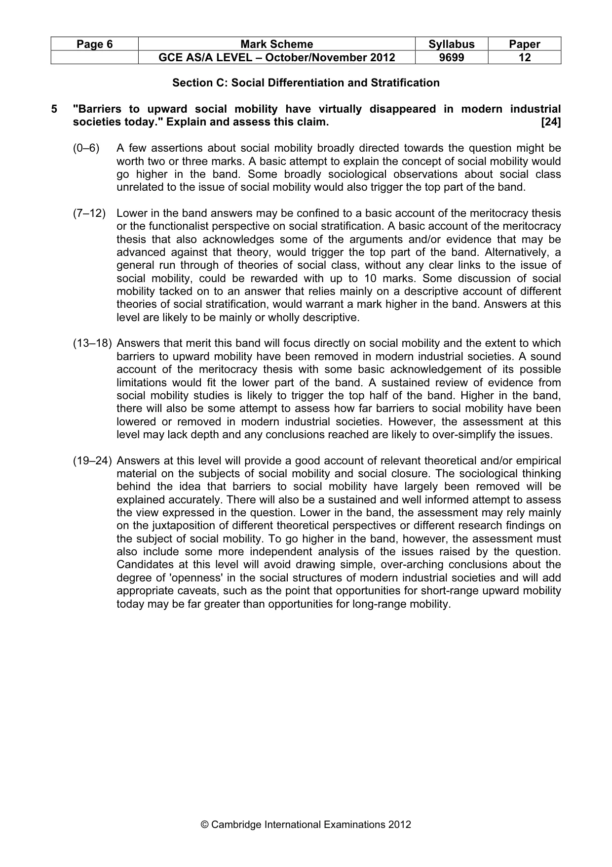 Mark scheme, page 6 of 7