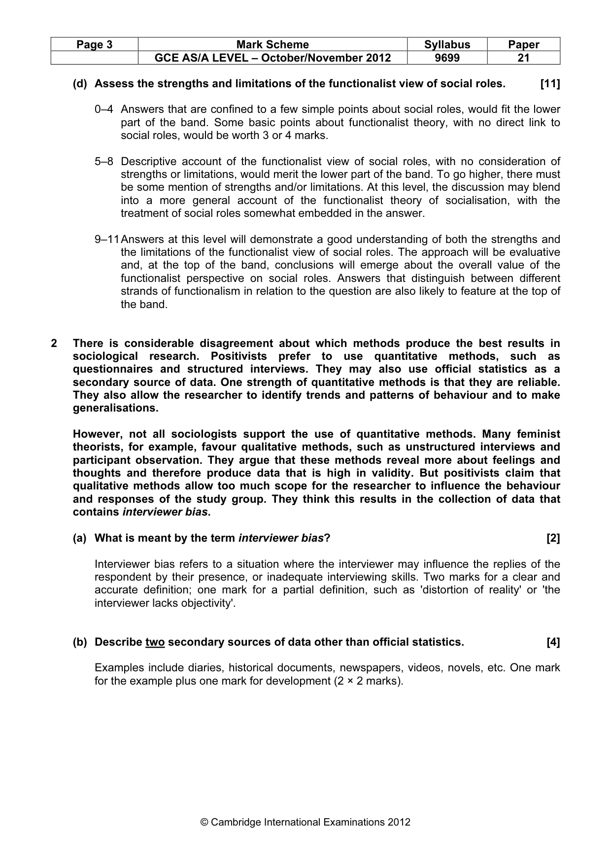 Mark scheme, page 3 of 6