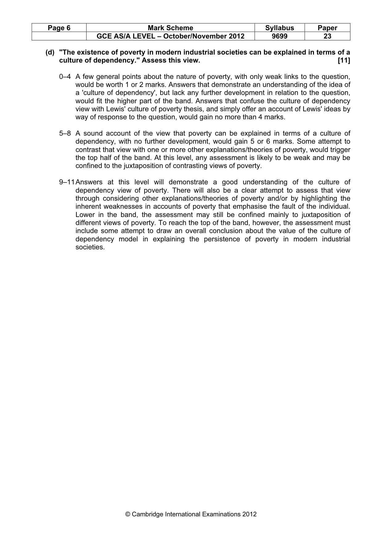 Mark scheme, page 6 of 6
