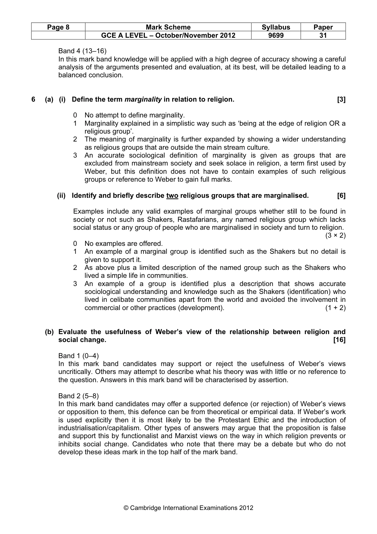 Mark scheme, page 8 of 16