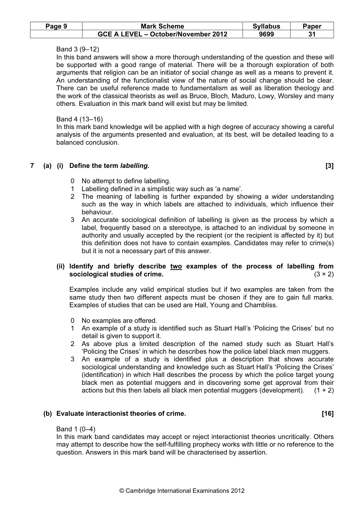 Mark scheme, page 9 of 16