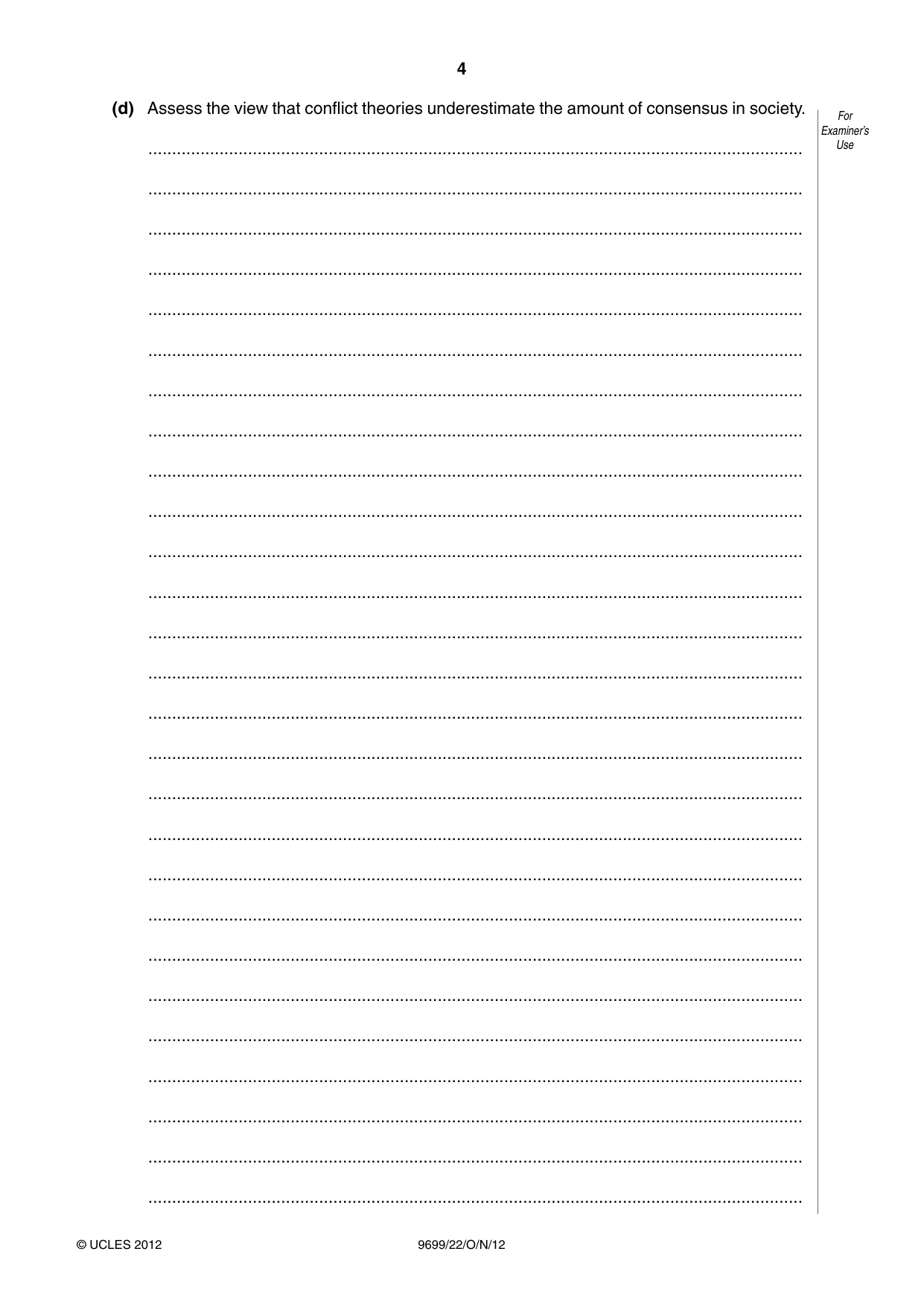 Cambridge A Level Sociology 9699 2012 Oct/Nov Paper 2 · Variant 2 question paper, page 4 of 16
