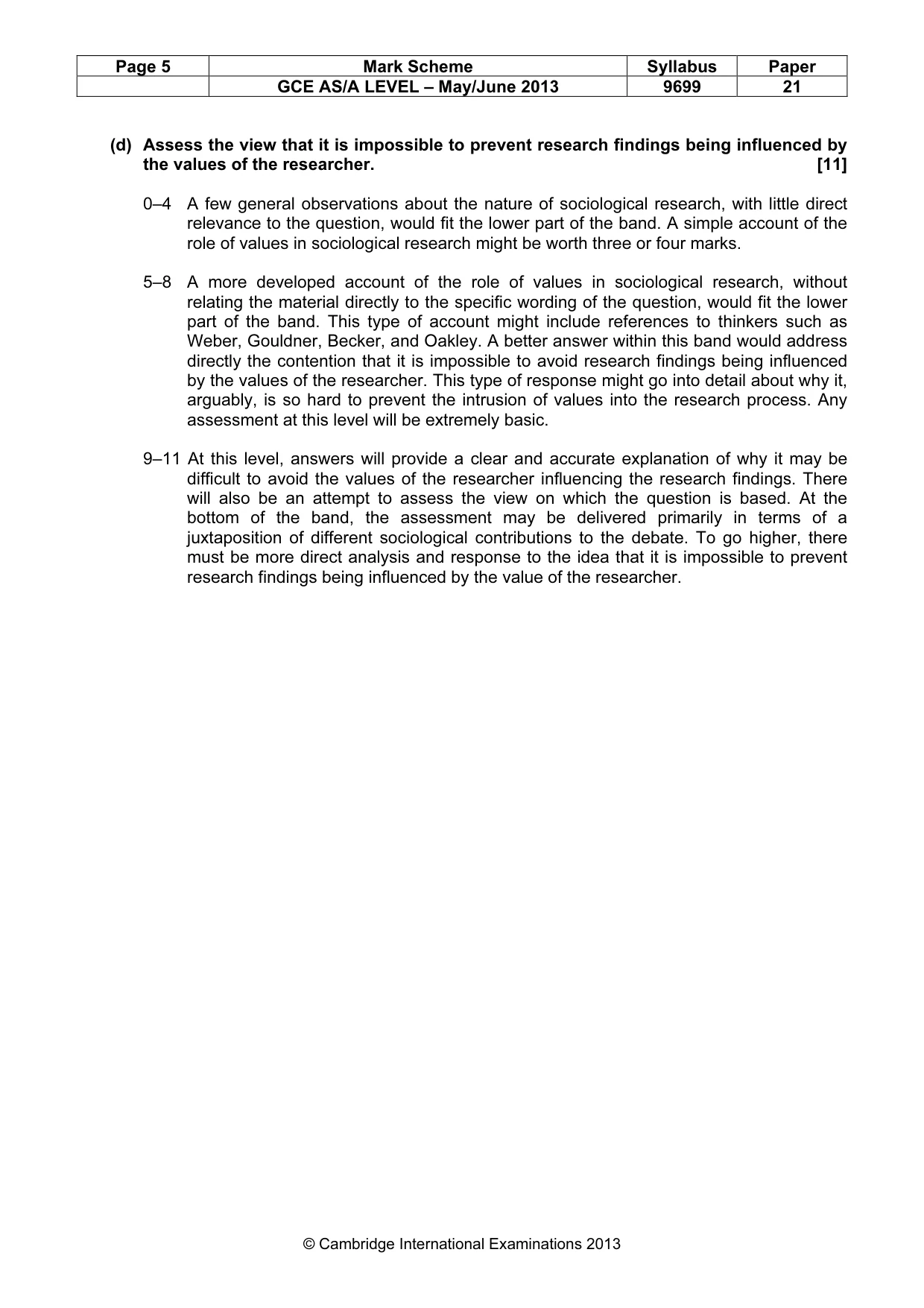 Mark scheme, page 5 of 7