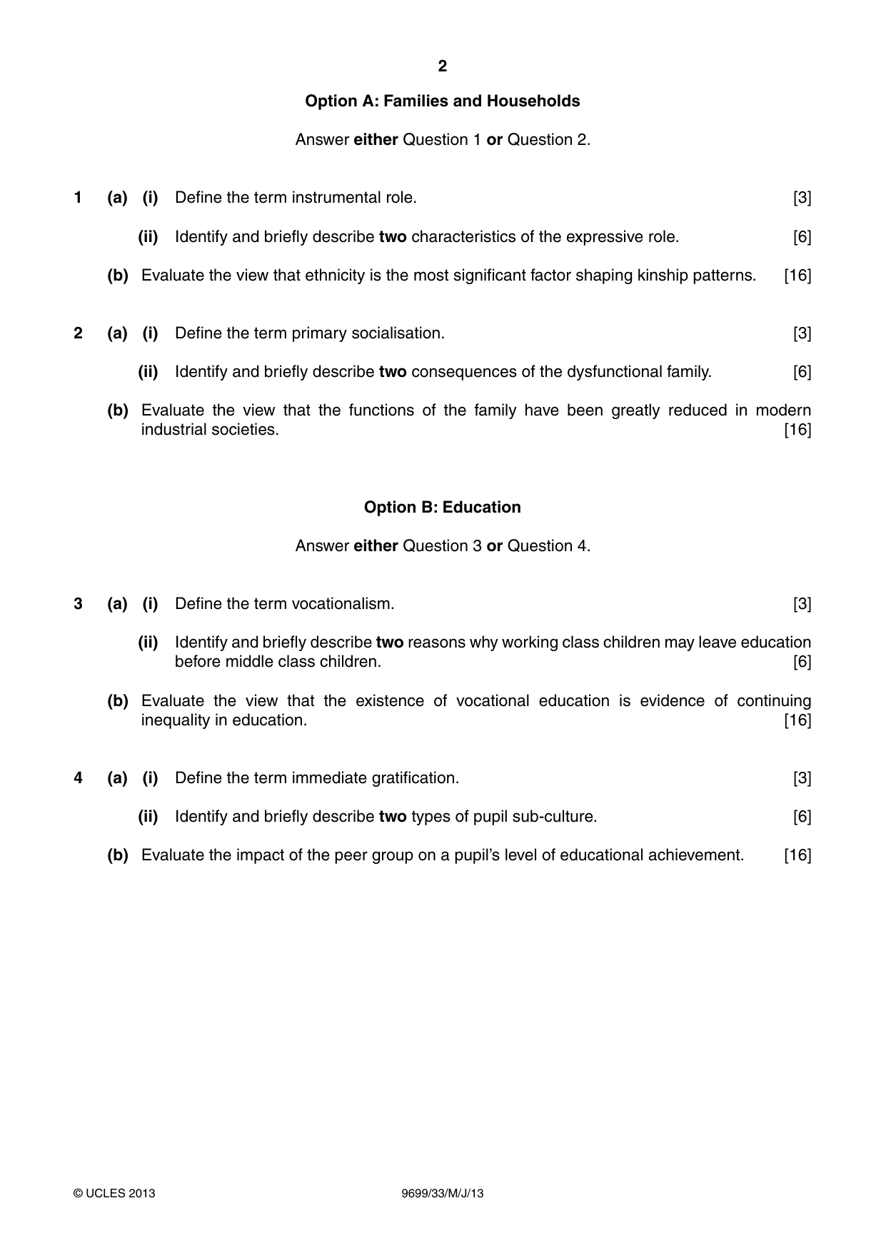 Cambridge A Level Sociology 9699 2013 May/June Paper 3 · Variant 3 question paper, page 2 of 4