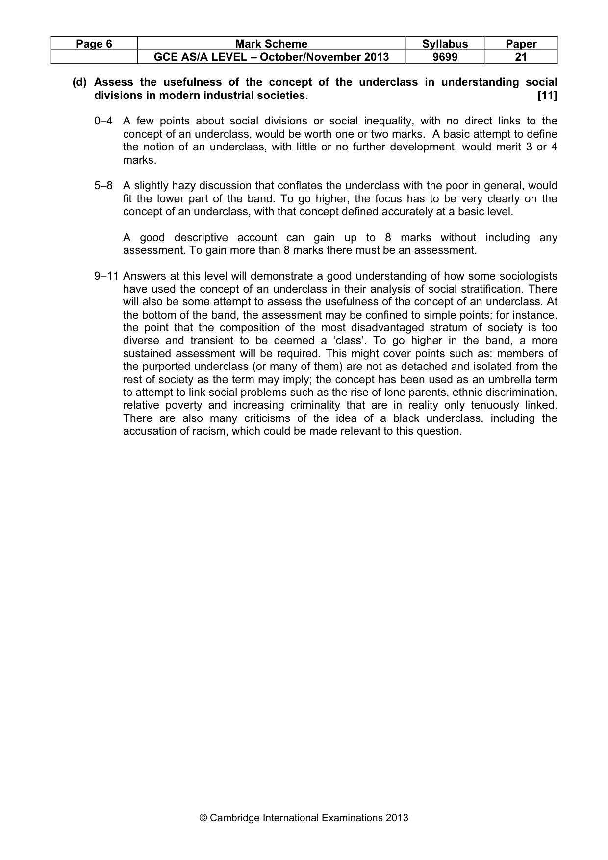 Mark scheme, page 6 of 6