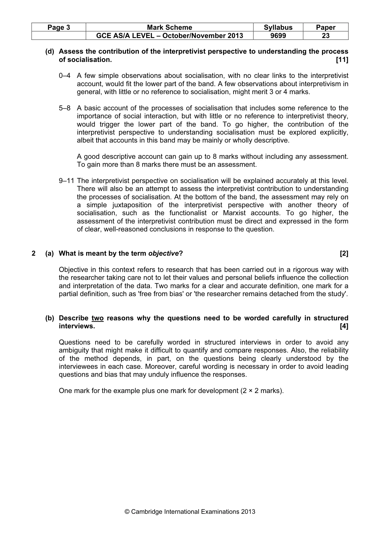 Mark scheme, page 3 of 6