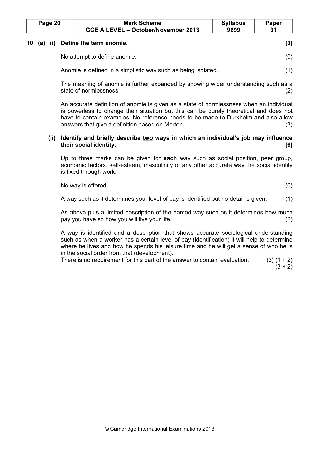Mark scheme, page 20 of 25