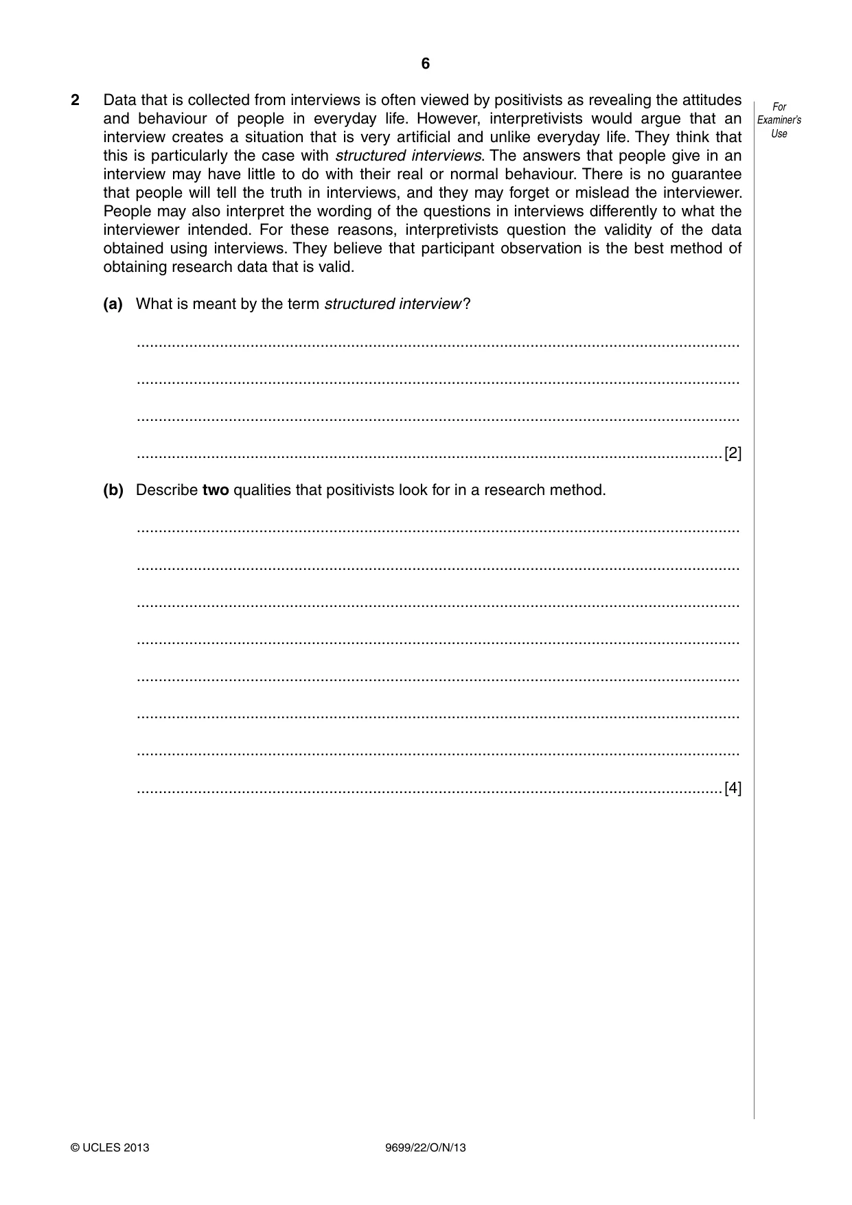 Cambridge A Level Sociology 9699 2013 Oct/Nov Paper 2 · Variant 2 question paper, page 6 of 16