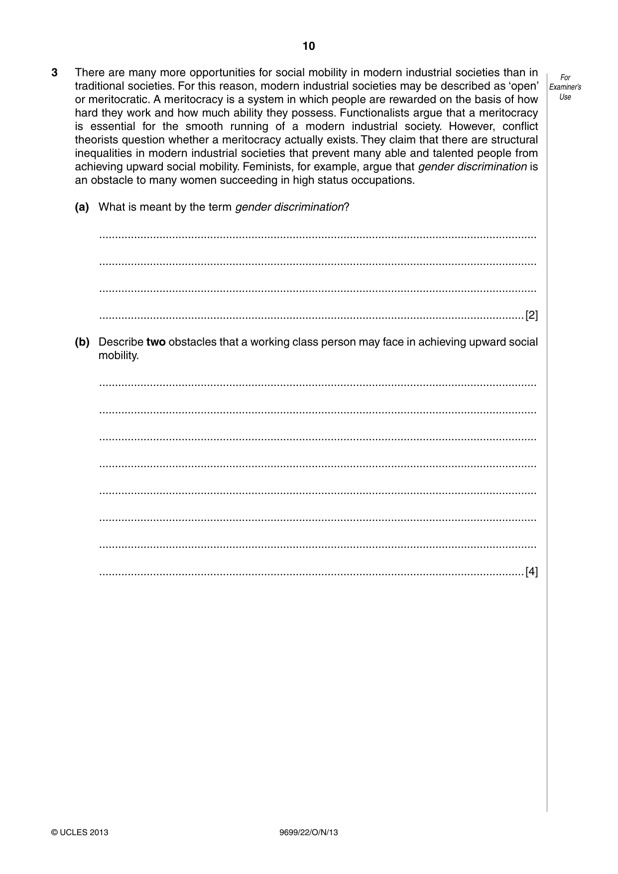 Cambridge A Level Sociology 9699 2013 Oct/Nov Paper 2 · Variant 2 question paper, page 10 of 16