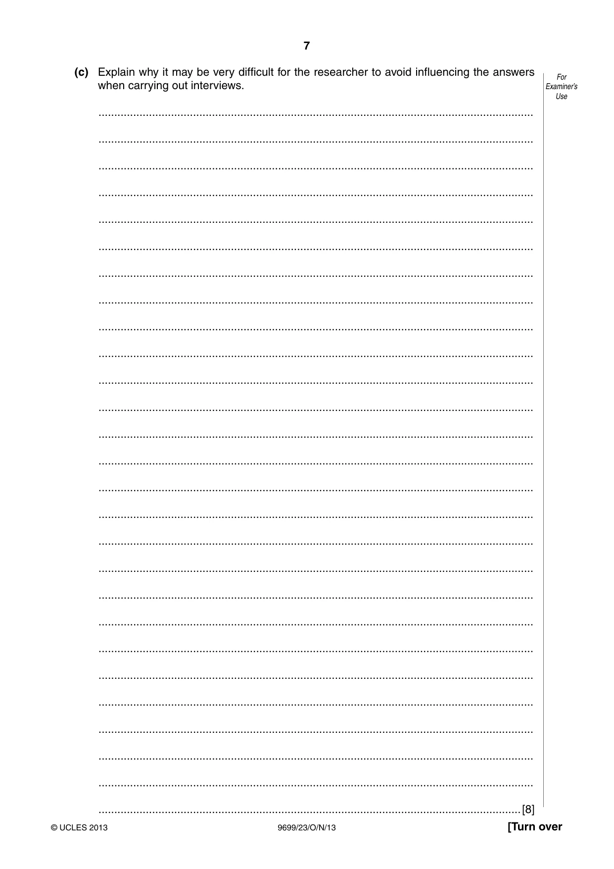 Cambridge A Level Sociology 9699 2013 Oct/Nov Paper 2 · Variant 3 question paper, page 7 of 16