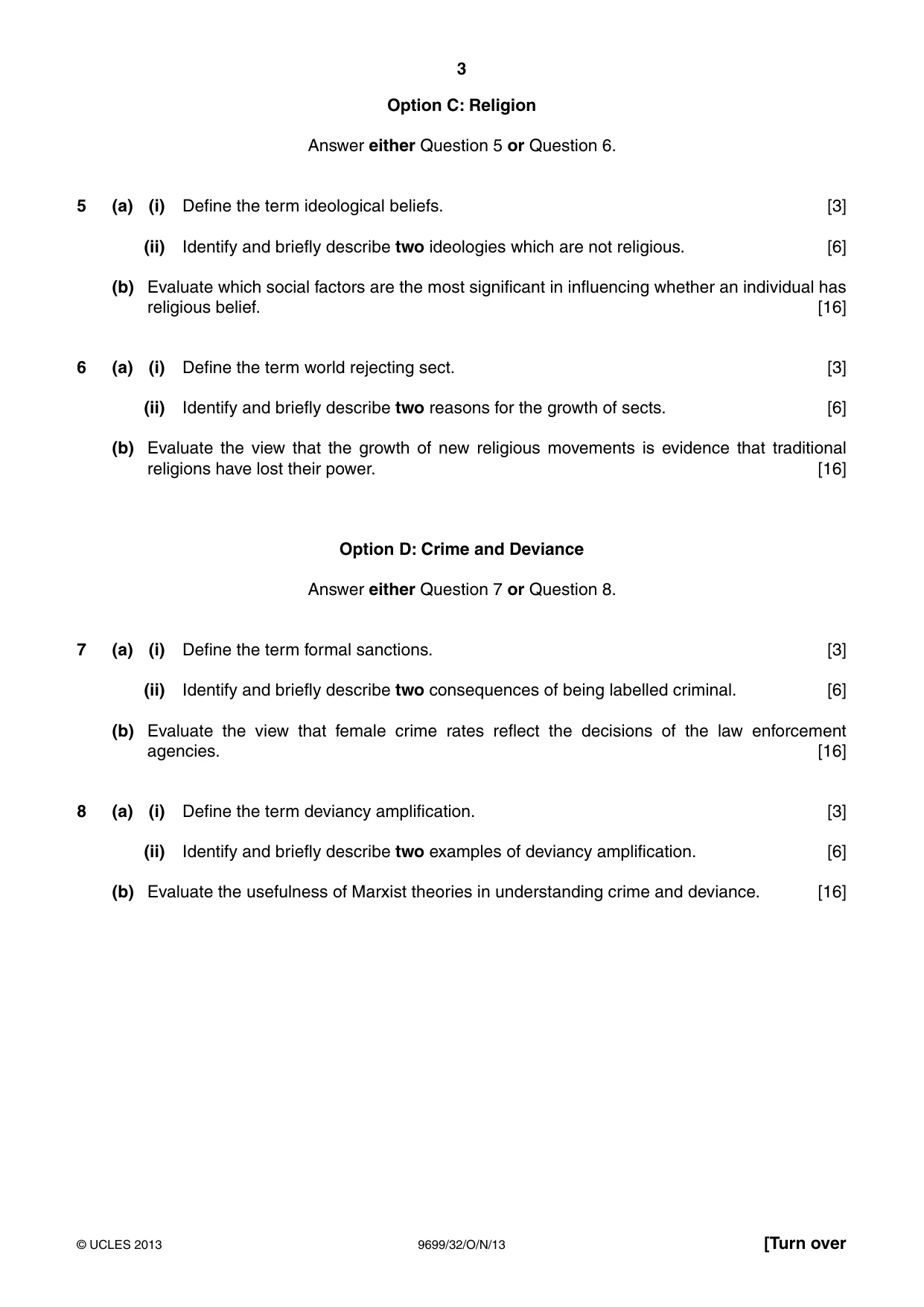 Cambridge A Level Sociology 9699 2013 Oct/Nov Paper 3 · Variant 2 question paper, page 3 of 4
