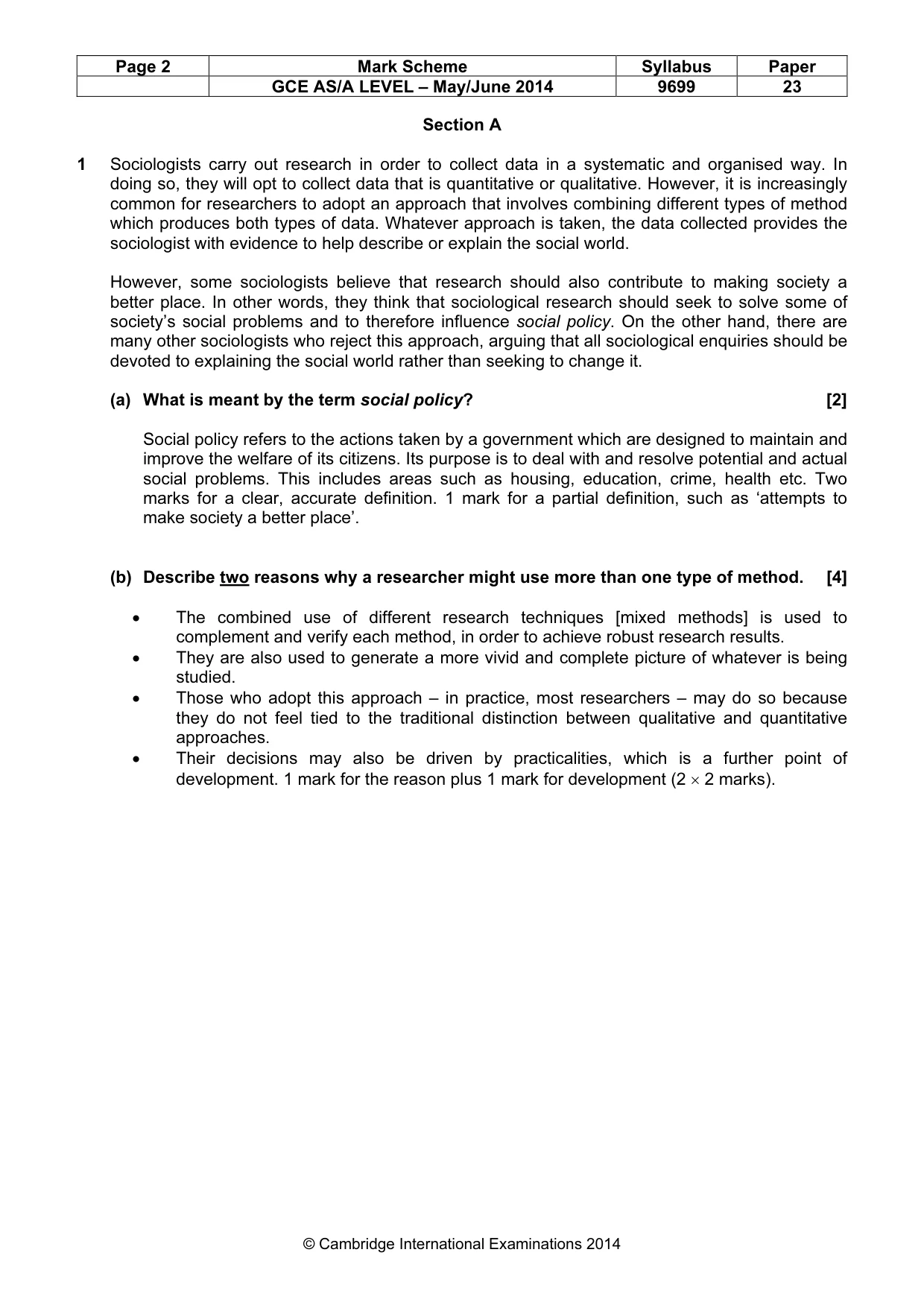 Mark scheme, page 2 of 5