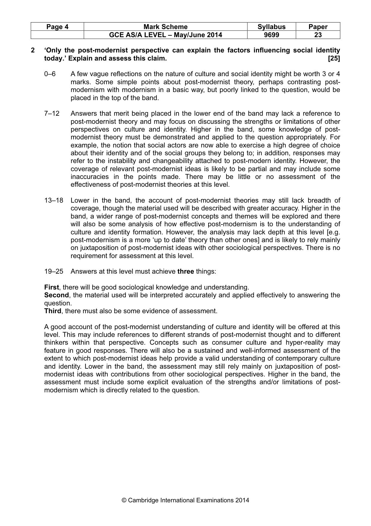 Mark scheme, page 4 of 5