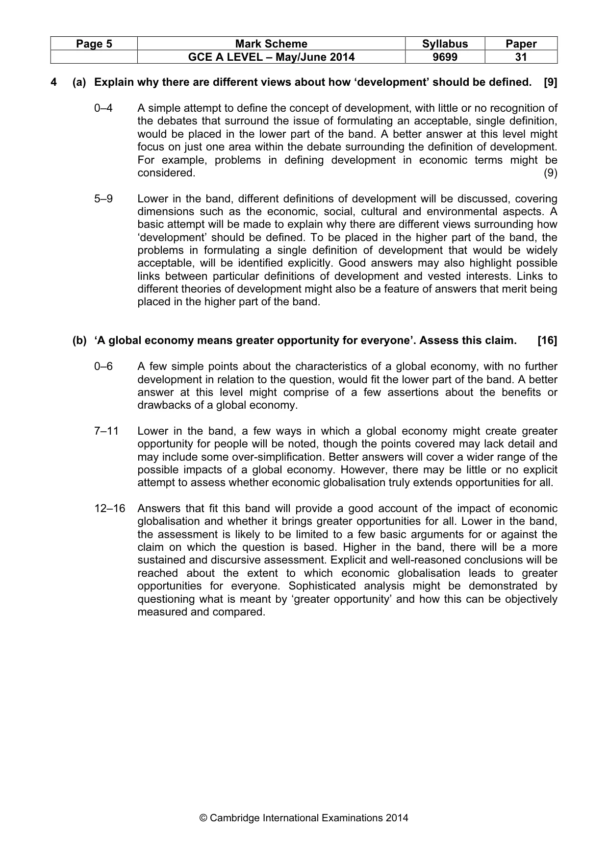 Mark scheme, page 5 of 9