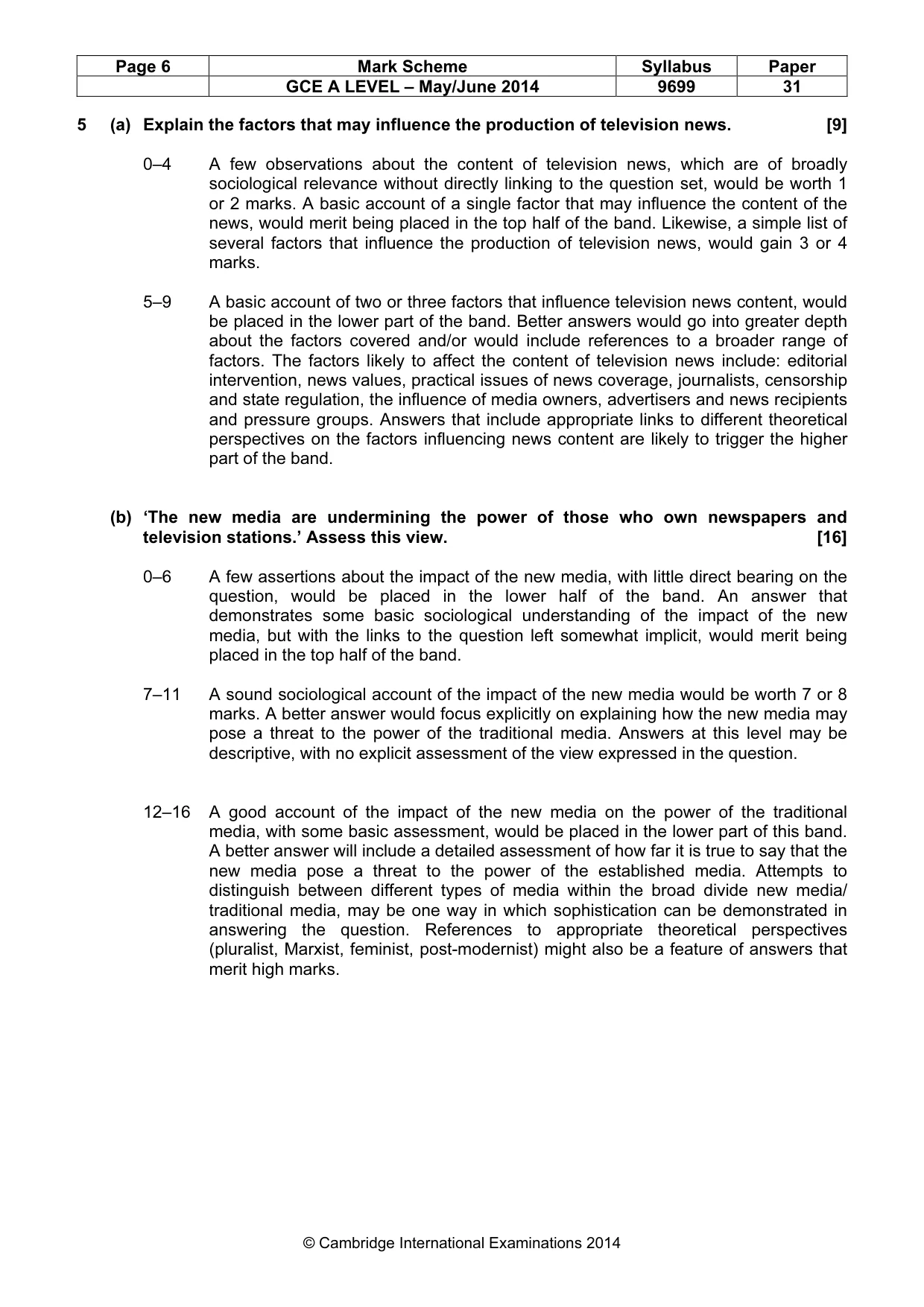 Mark scheme, page 6 of 9
