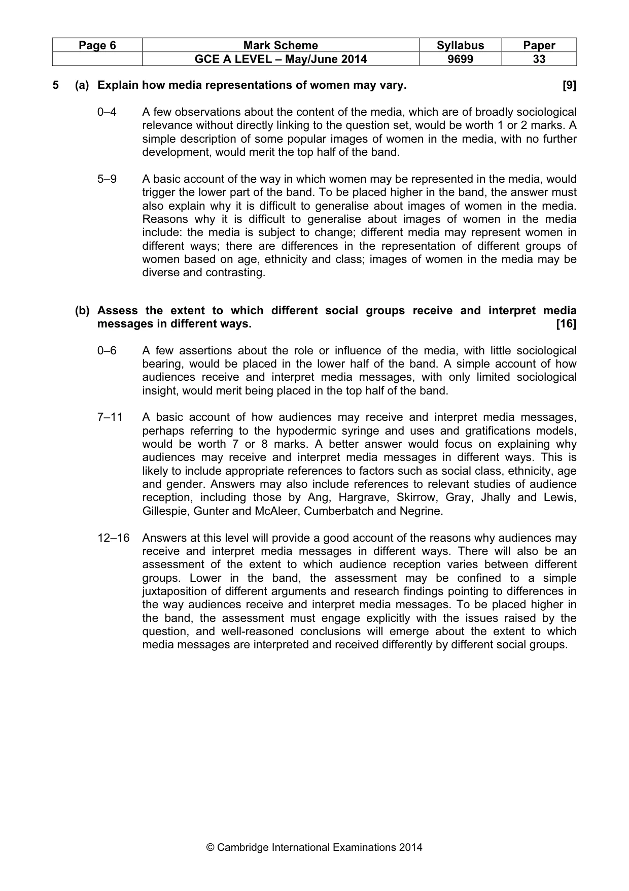Mark scheme, page 6 of 9
