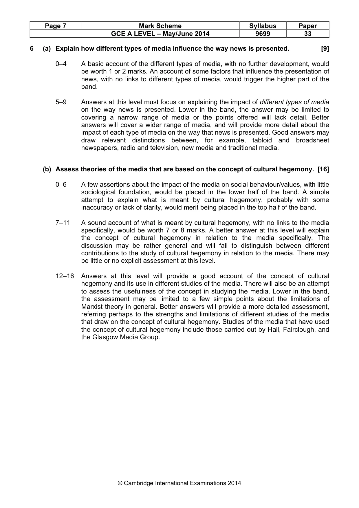 Mark scheme, page 7 of 9