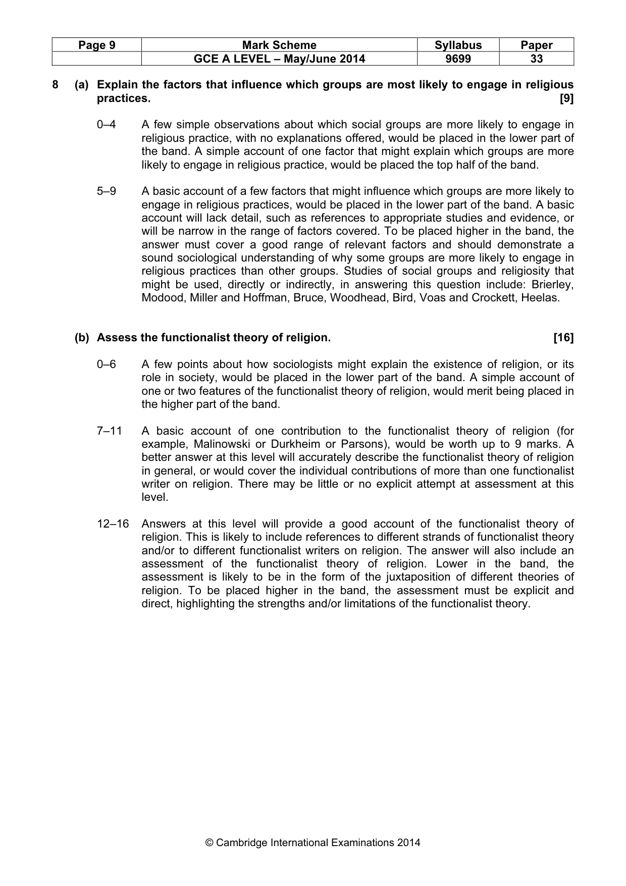 Mark scheme, page 9 of 9