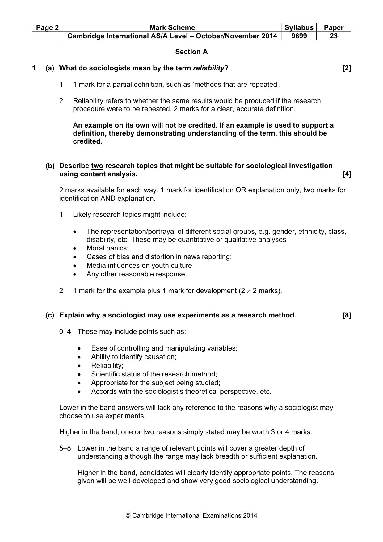 Mark scheme, page 2 of 6