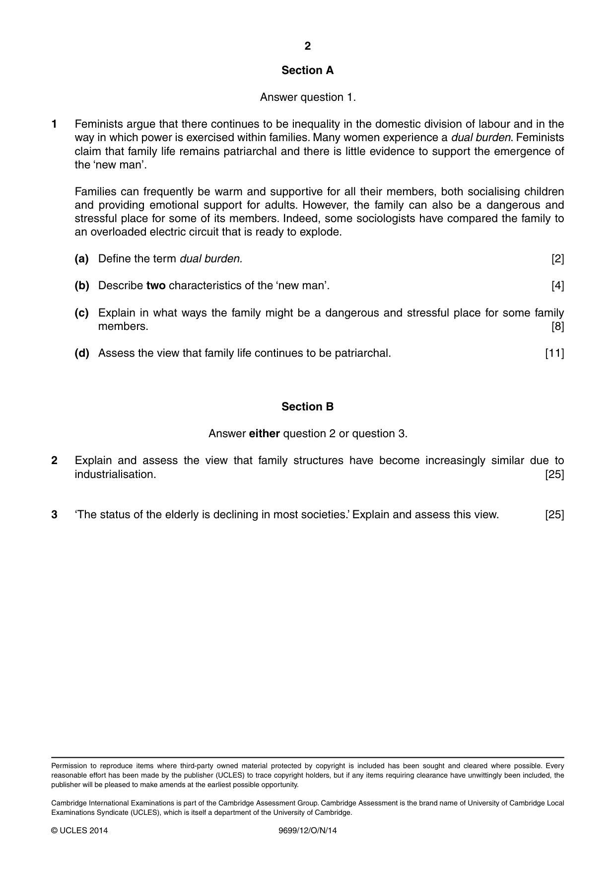 Cambridge A Level Sociology 9699 2014 Oct/Nov Paper 1 · Variant 2 question paper, page 2 of 2