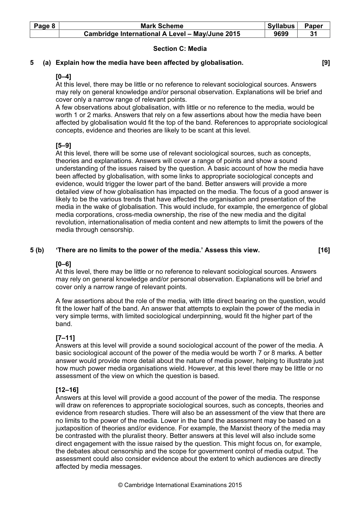 Mark scheme, page 8 of 12