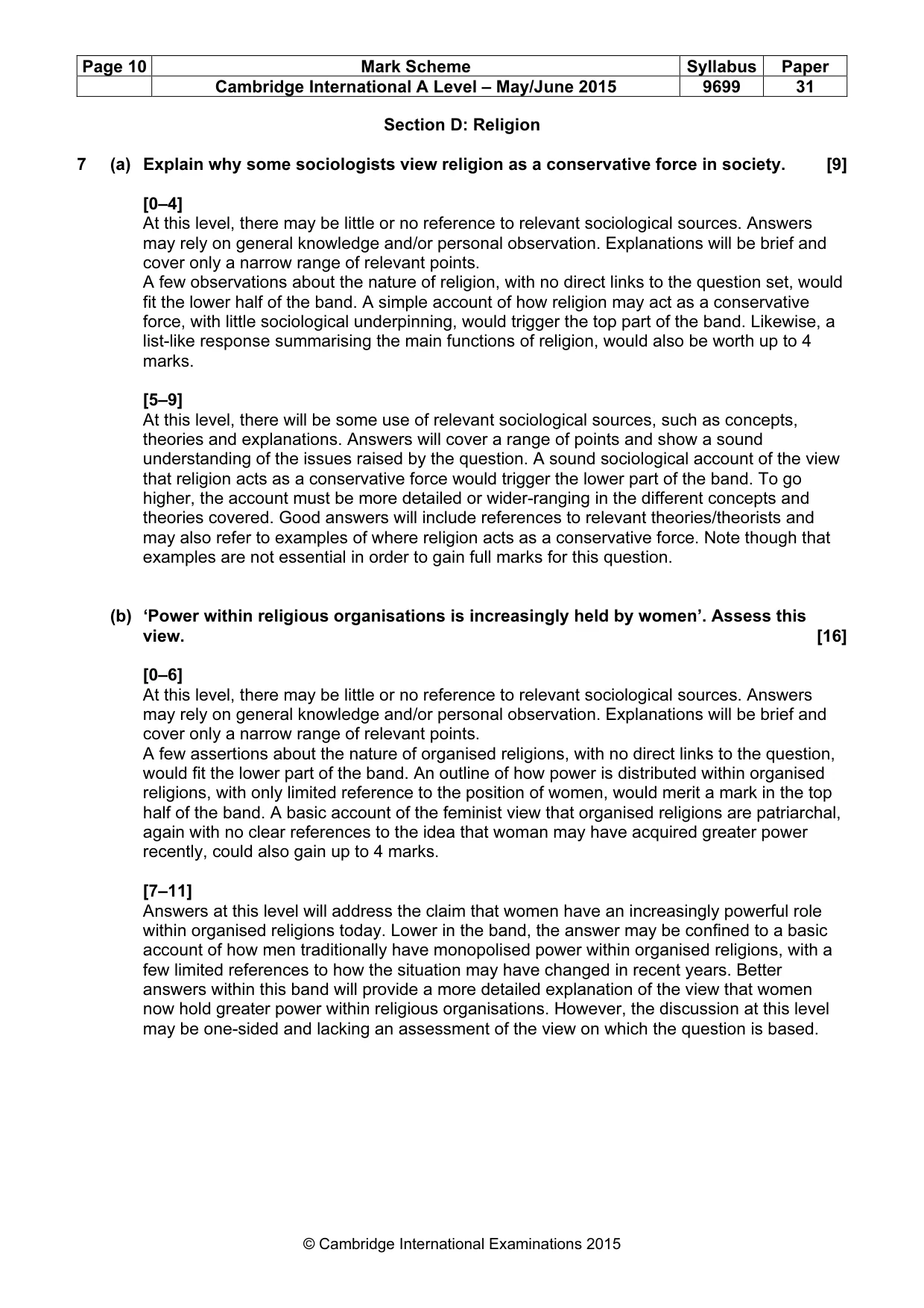 Mark scheme, page 10 of 12
