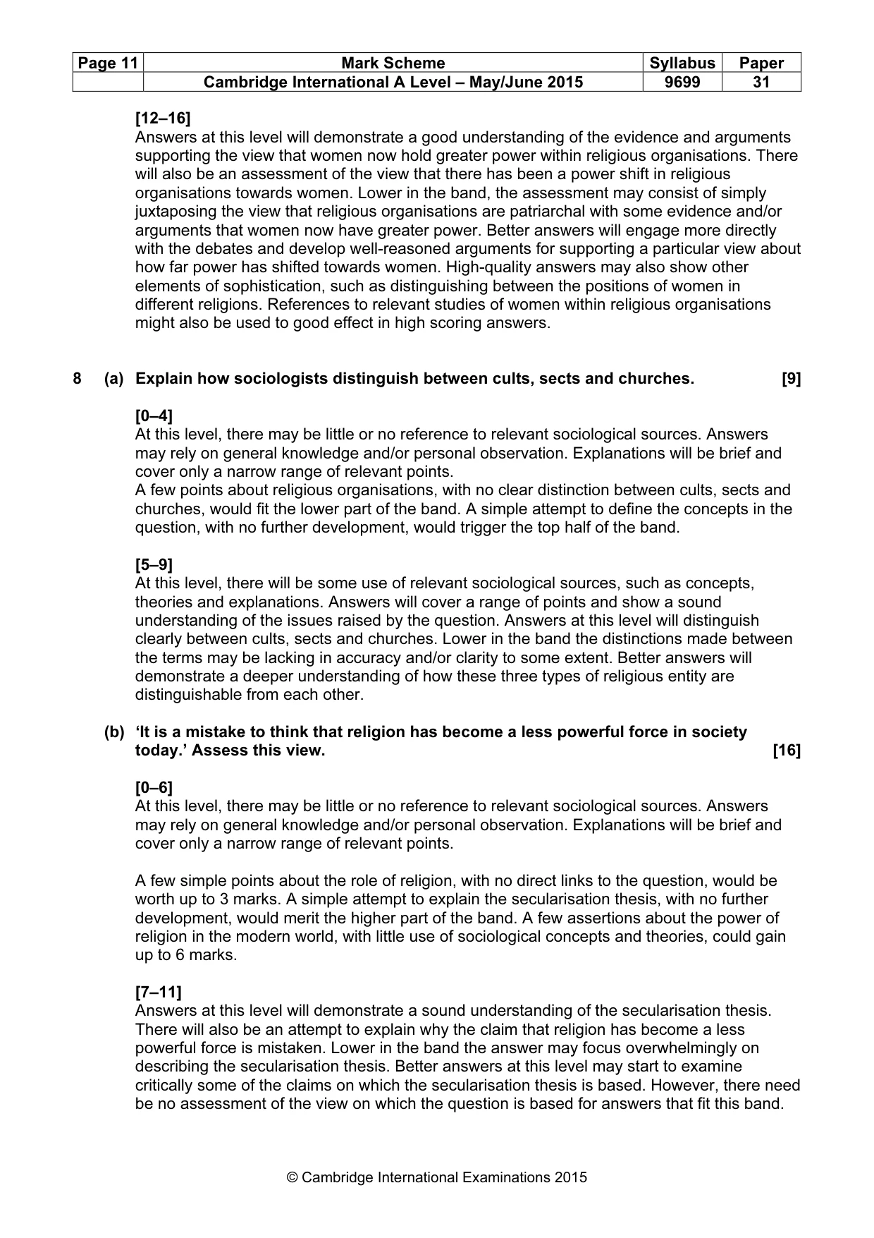 Mark scheme, page 11 of 12