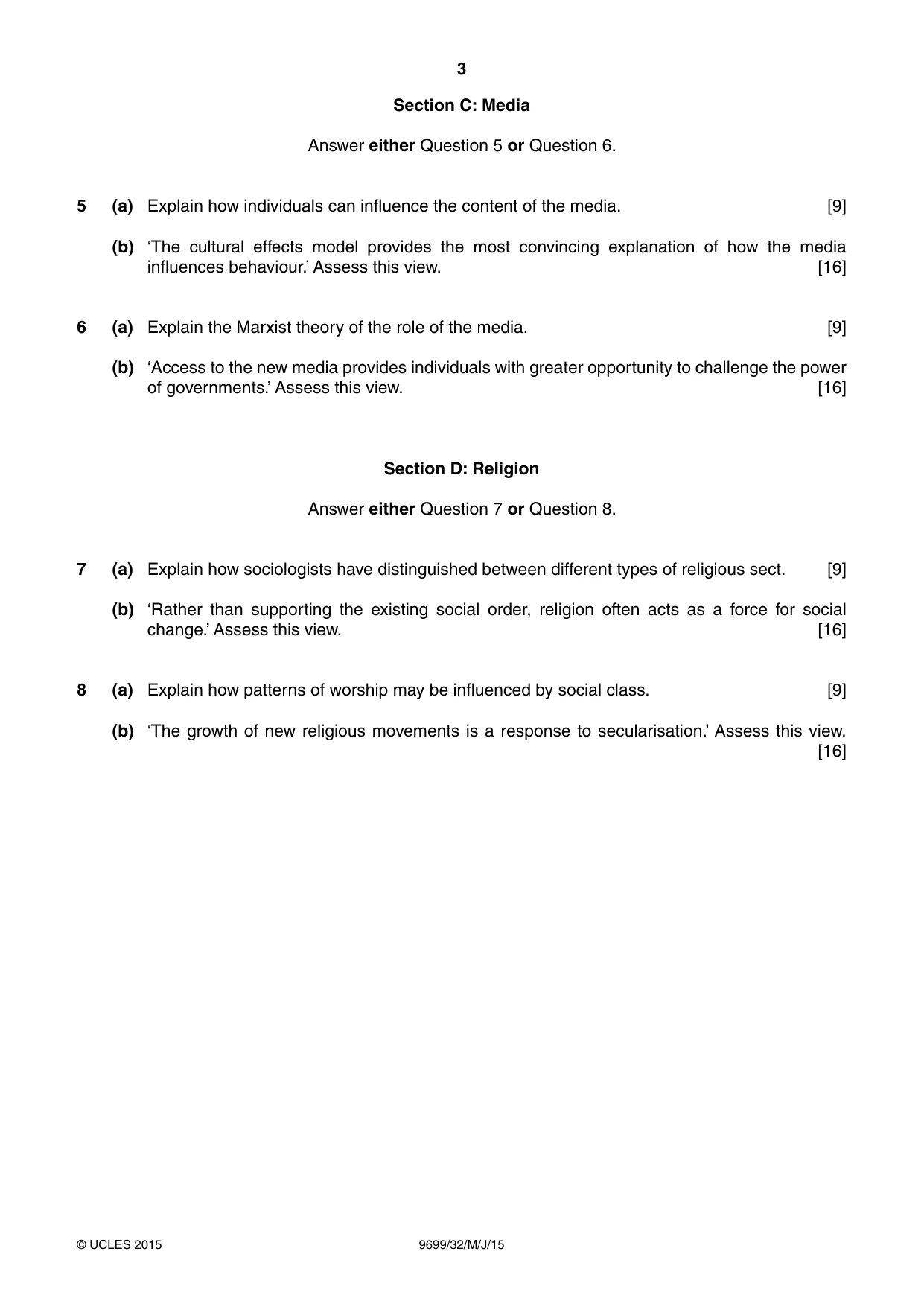 Cambridge A Level Sociology 9699 2015 May/June Paper 3 · Variant 2 question paper, page 3 of 4