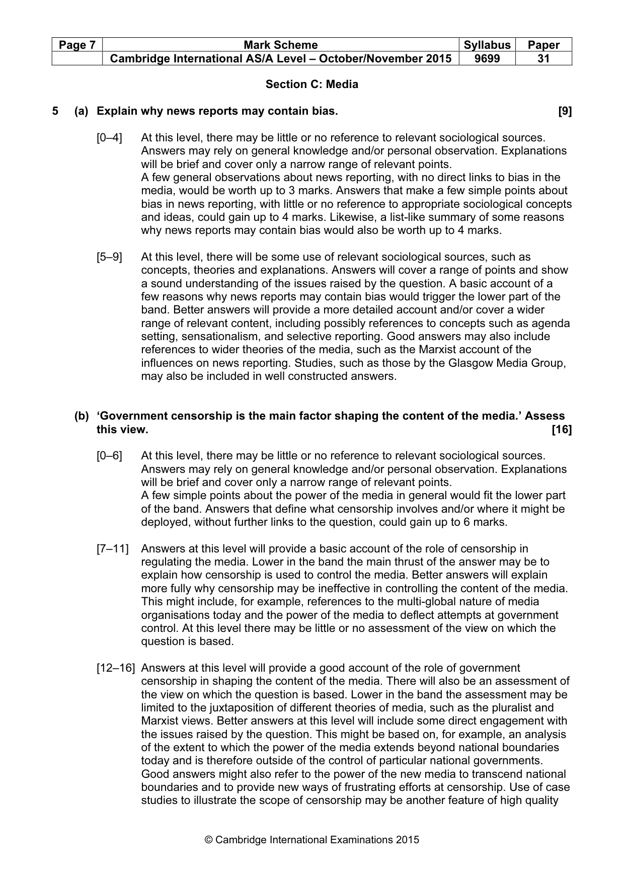 Mark scheme, page 7 of 11