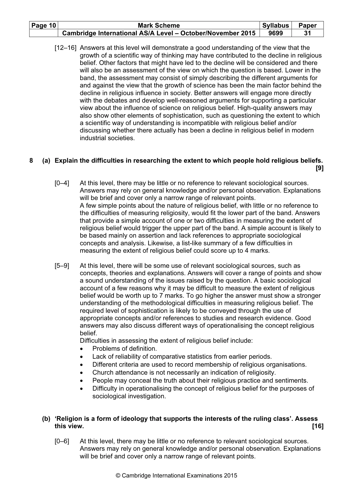 Mark scheme, page 10 of 11