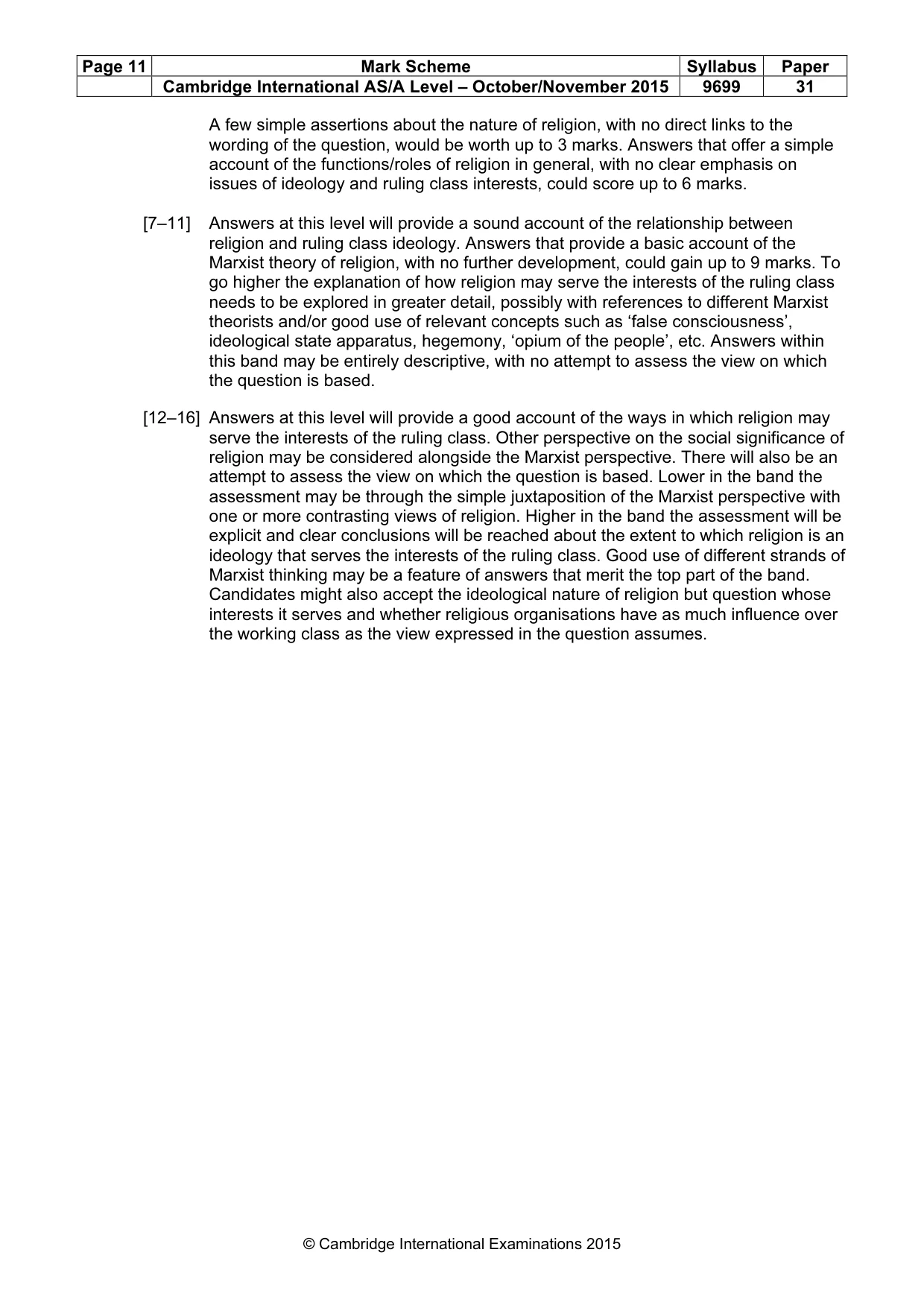 Mark scheme, page 11 of 11
