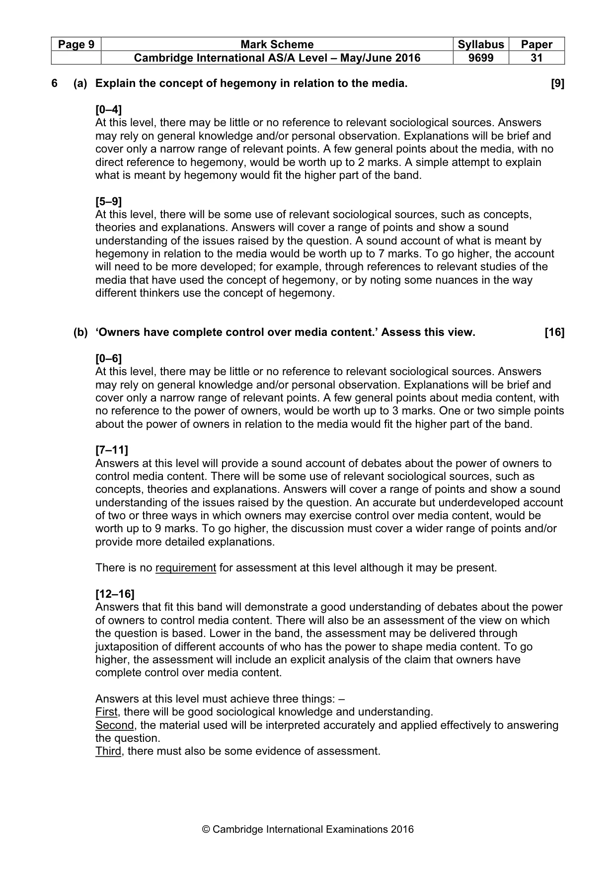 Mark scheme, page 9 of 11