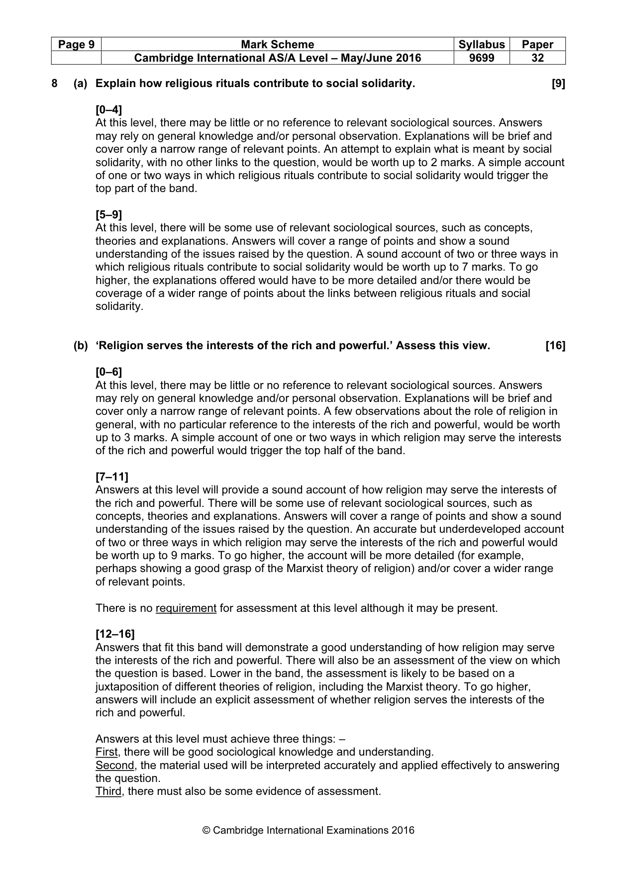 Mark scheme, page 9 of 9