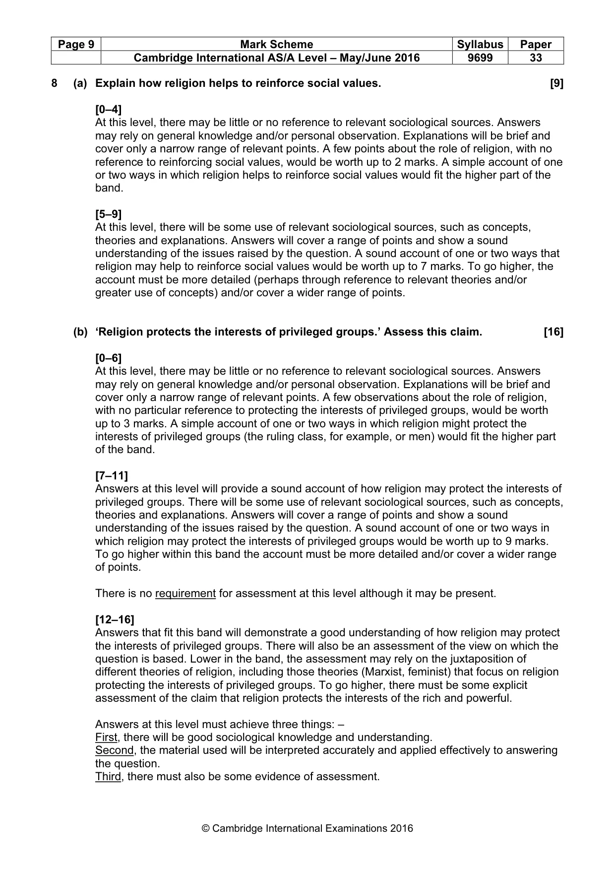 Mark scheme, page 9 of 9