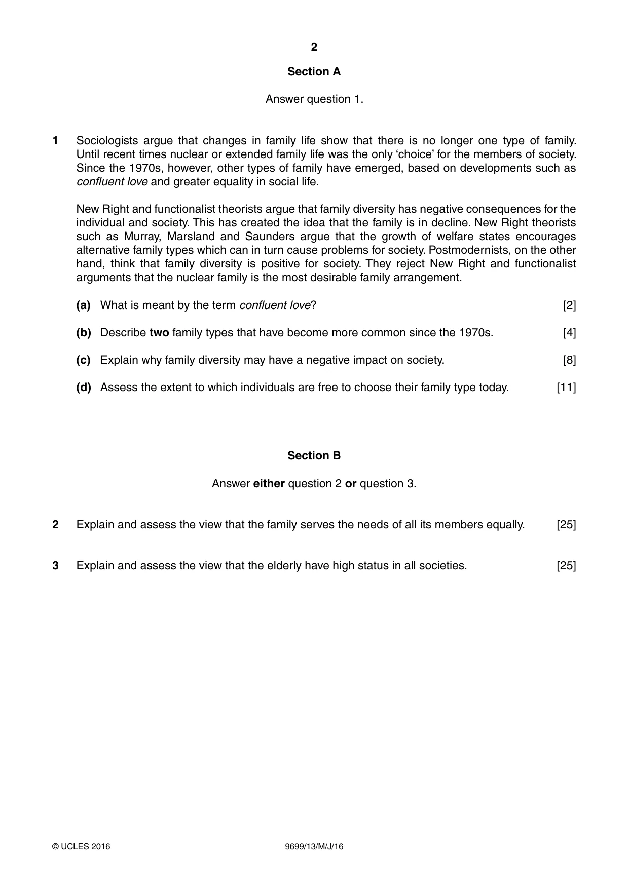 Cambridge A Level Sociology 9699 2016 May/June Paper 1 · Variant 3 question paper, page 2 of 4