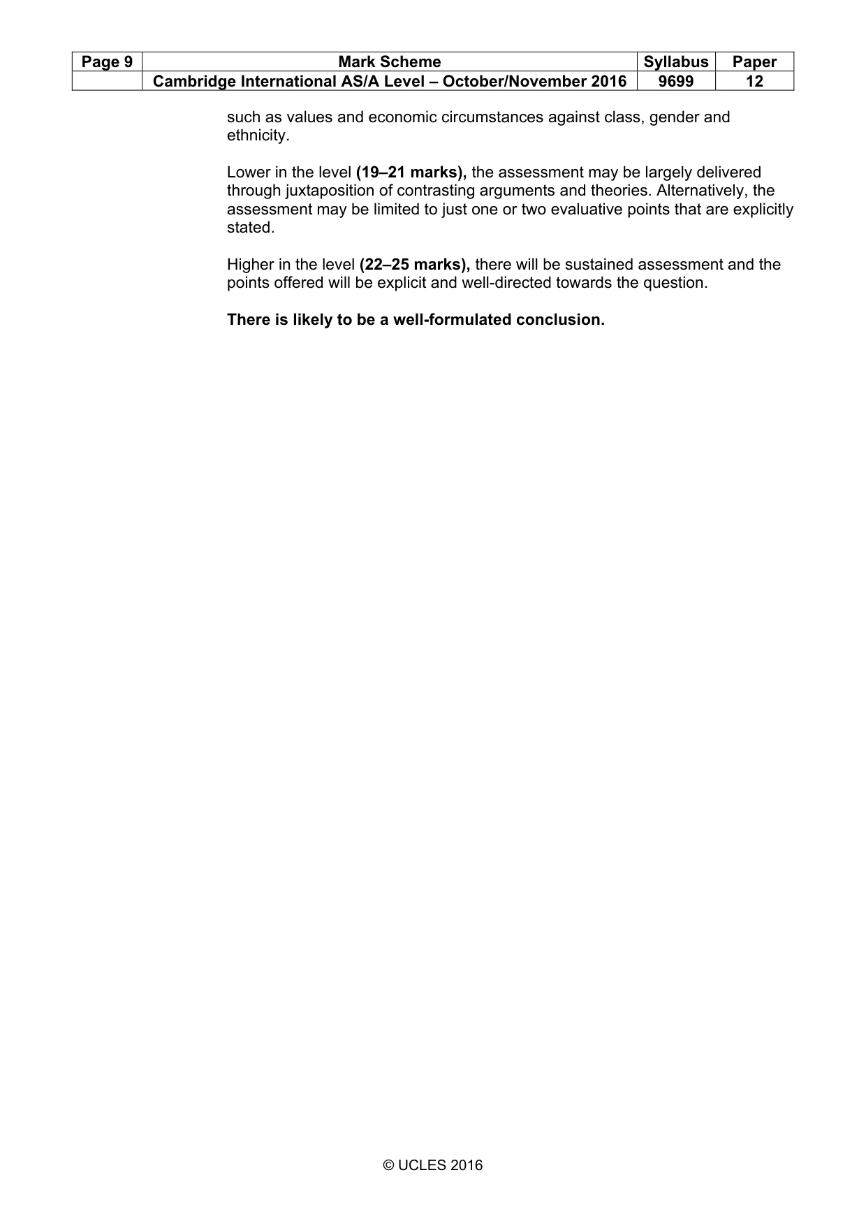 Mark scheme, page 9 of 9