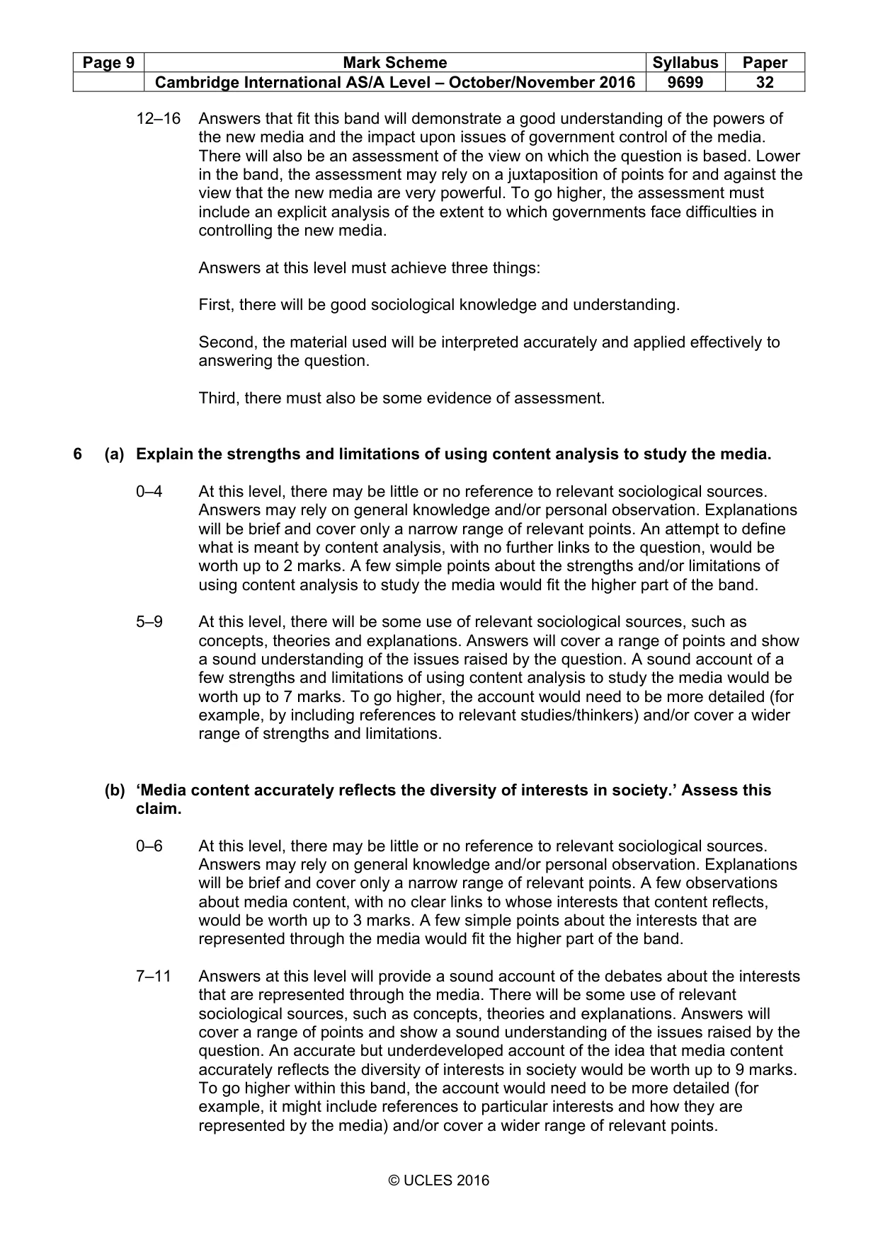 Mark scheme, page 9 of 12
