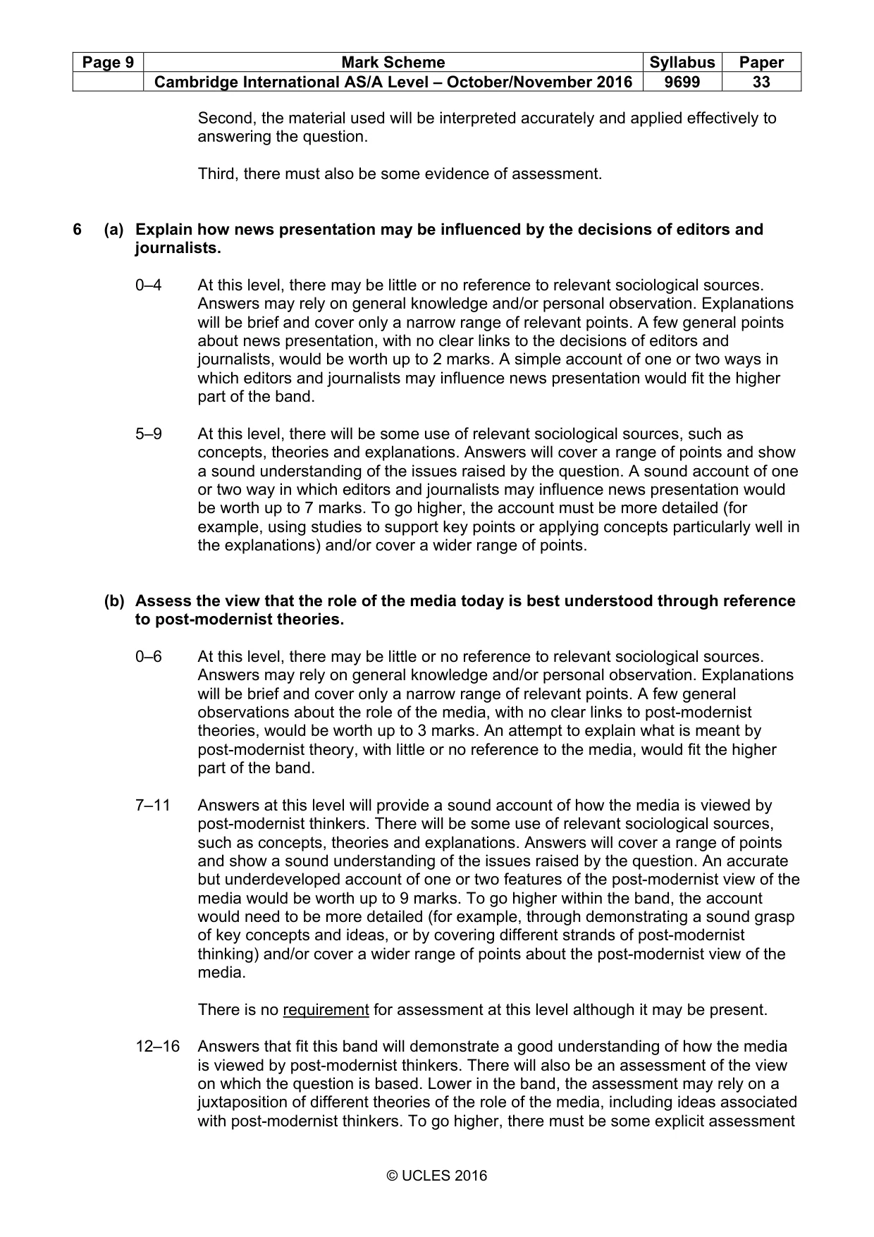 Mark scheme, page 9 of 13