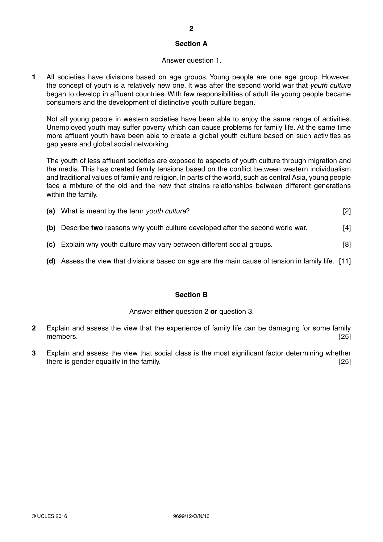 Cambridge A Level Sociology 9699 2016 Oct/Nov Paper 1 · Variant 2 question paper, page 2 of 4