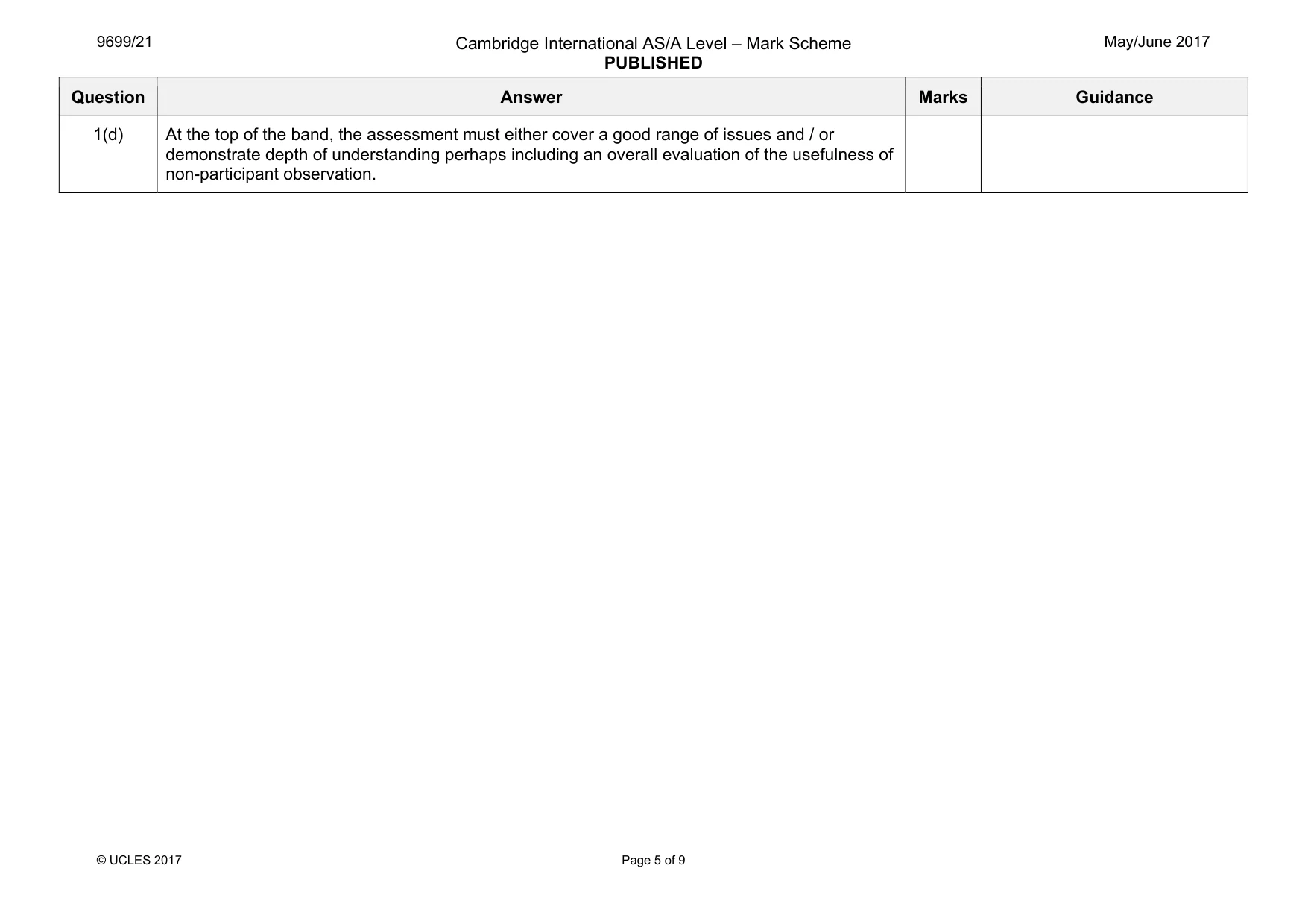 Mark scheme, page 5 of 9